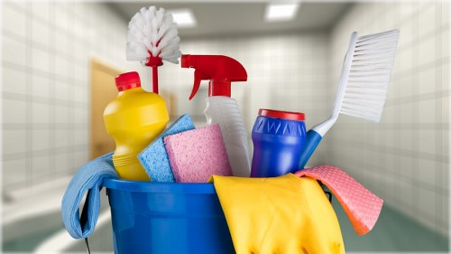 Carpet cleaning equipment prepared for a booked service