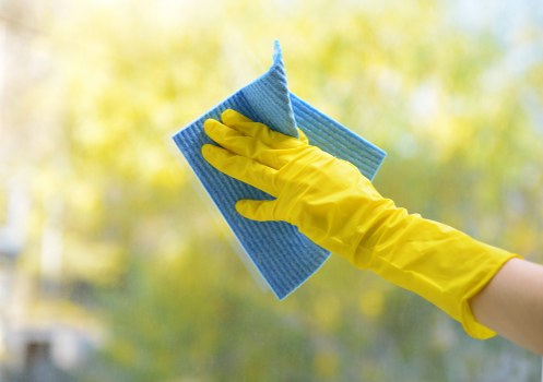 Technician preparing carpet cleaning equipment with safety focus