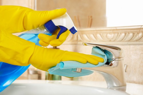 Carpet cleaning team managing a scheduled appointment and access